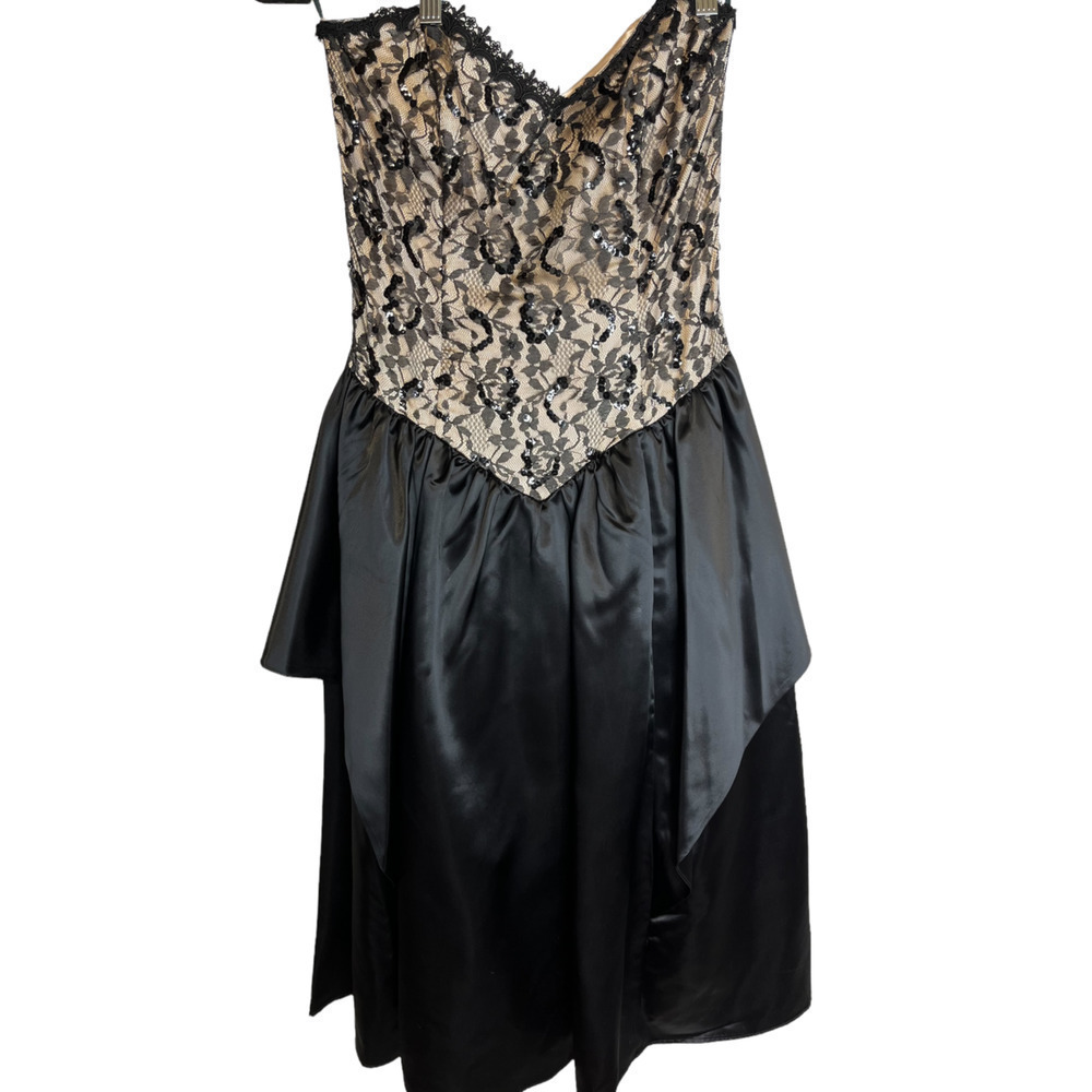 Scott McClintock Strapless Lace Black and Cream Dress